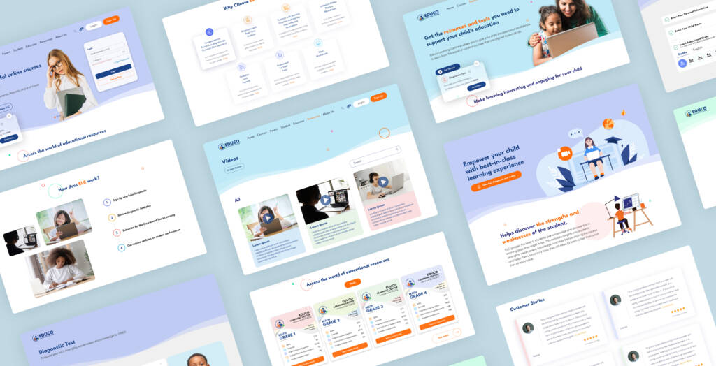 Diffrent different website pages of Educo Learning Center