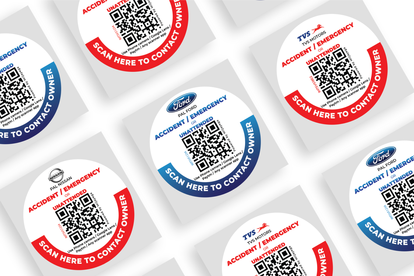 QR code stickers of diffrent car brands