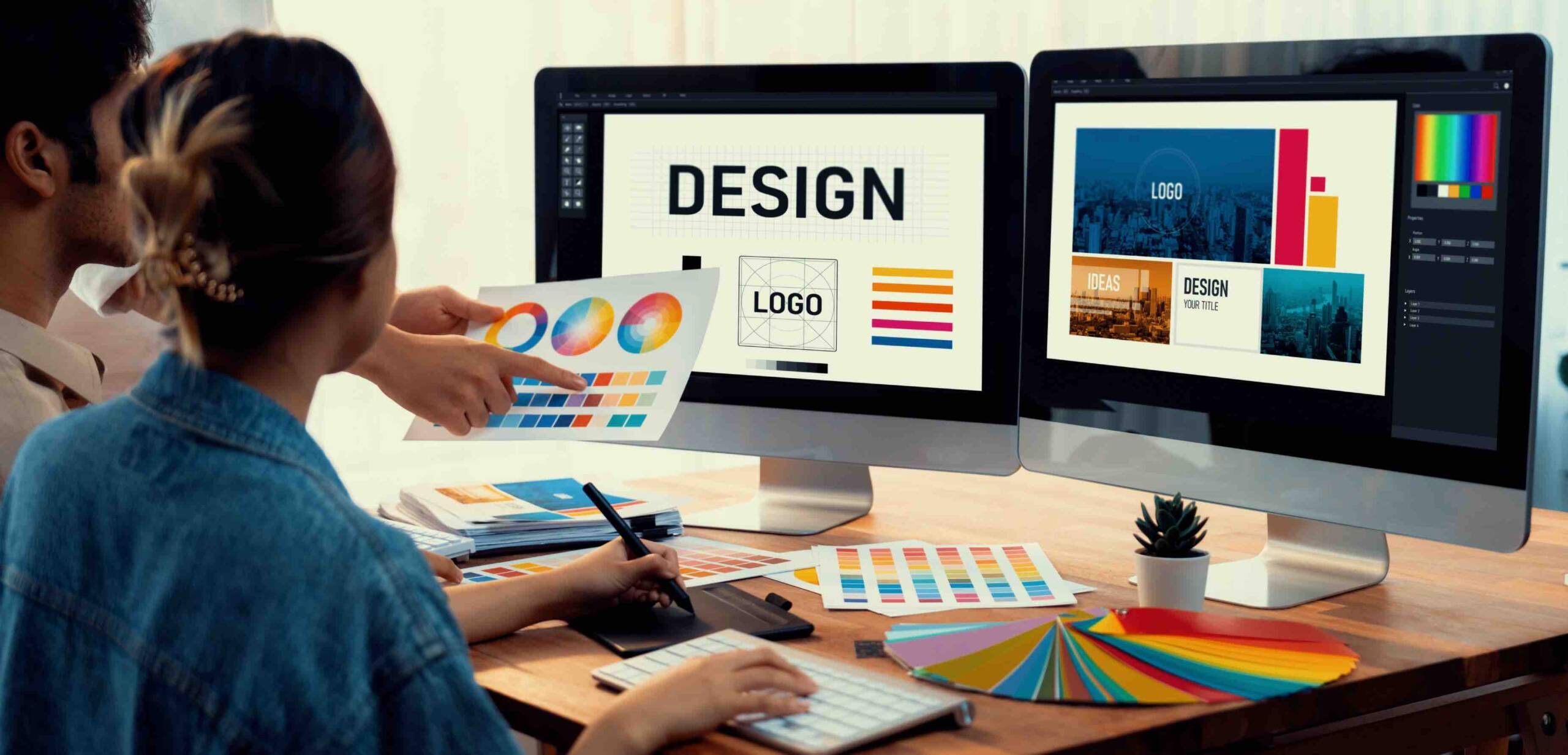 two female designers working on a design project