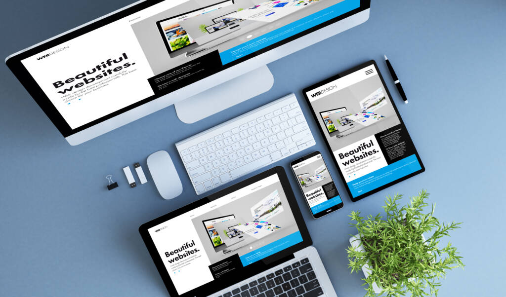 website template displayed on multiple devices.