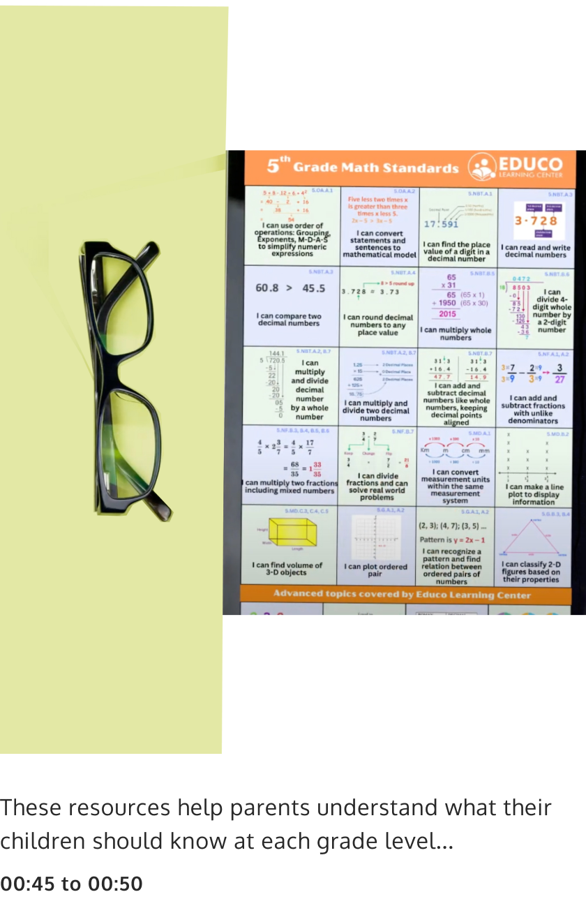 ELC 5th grade math video animation screen