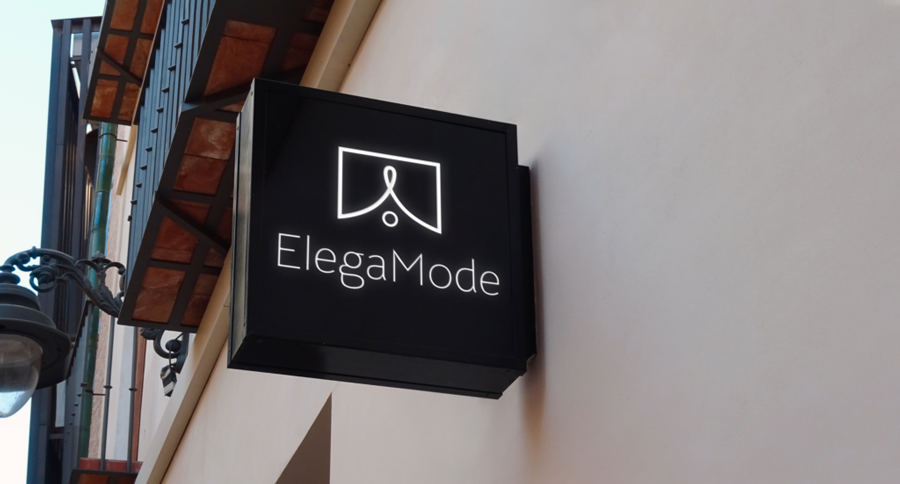 Elegamode signboard on street