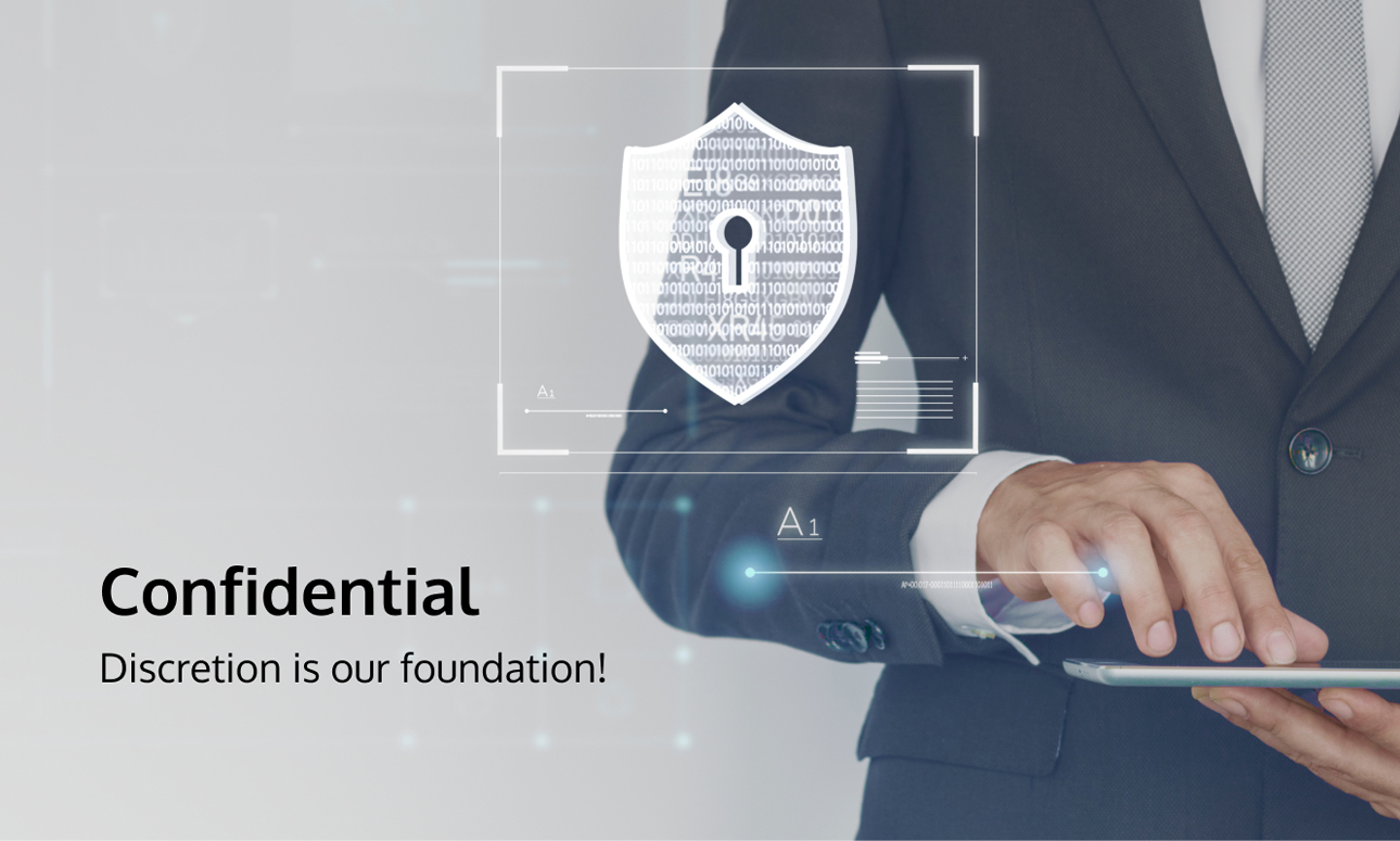 Man browsing on tab with securty icon floating in air