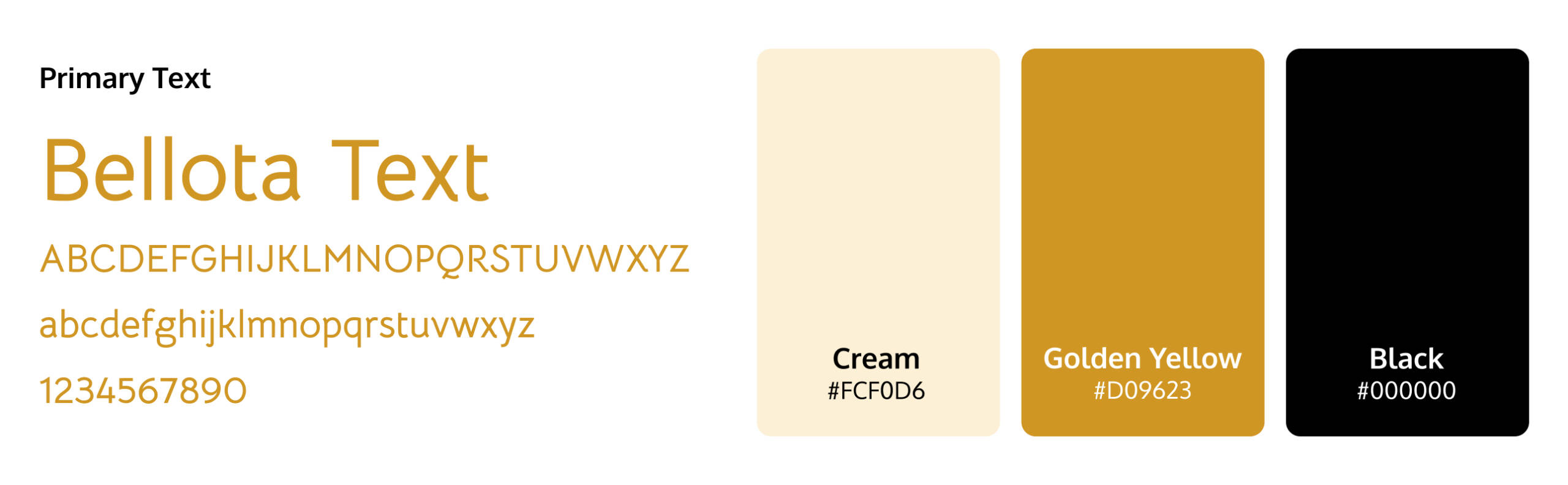 Primary text and color hex code