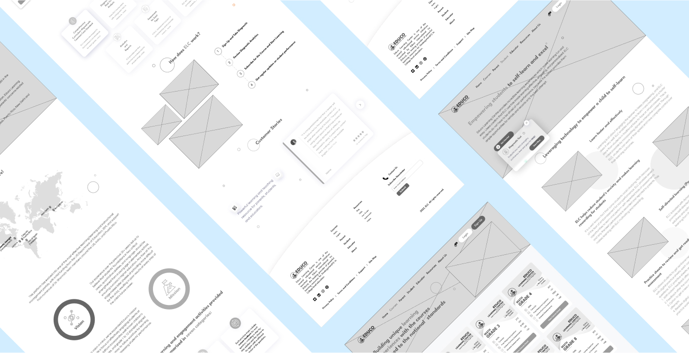 Educo learning center wireframe