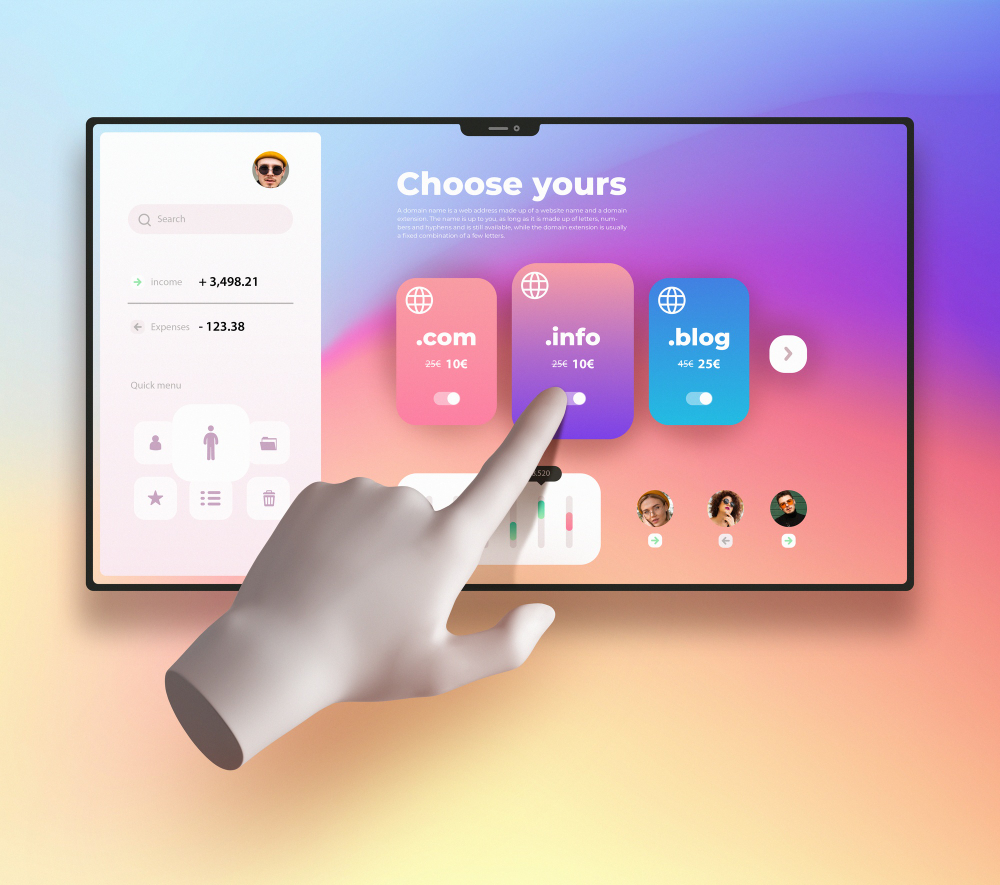 A user screen with several options to choose