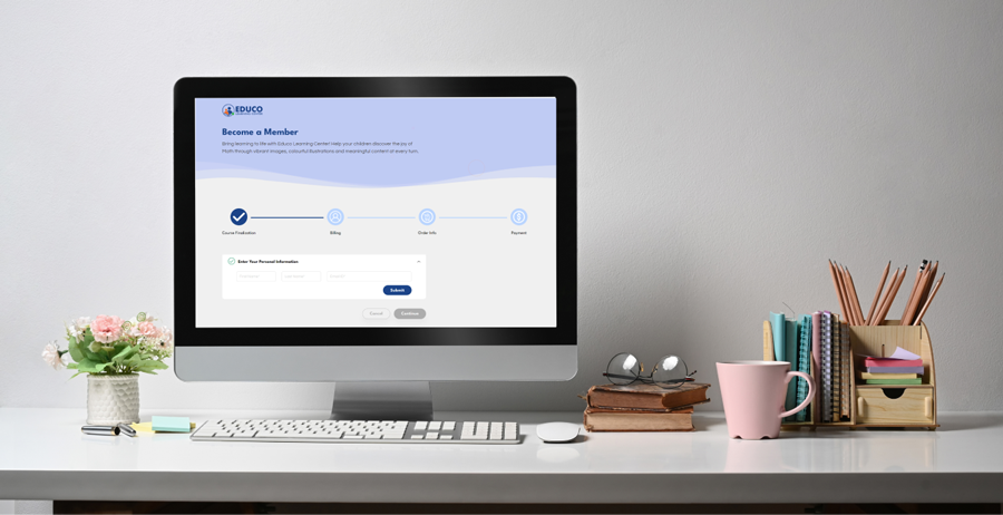 Member form of Educo Learning center on computer