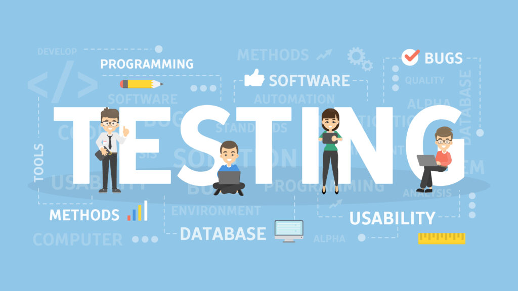Testing concept illustration. Idea of developing new software.