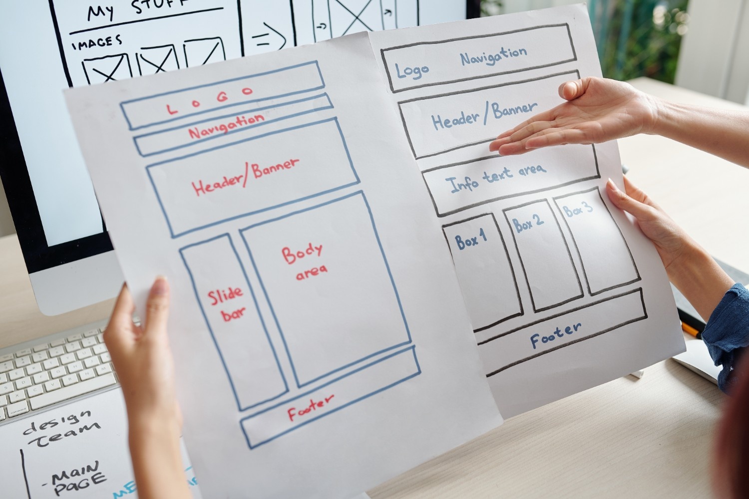 Designers discussing A/B testing for website UX design